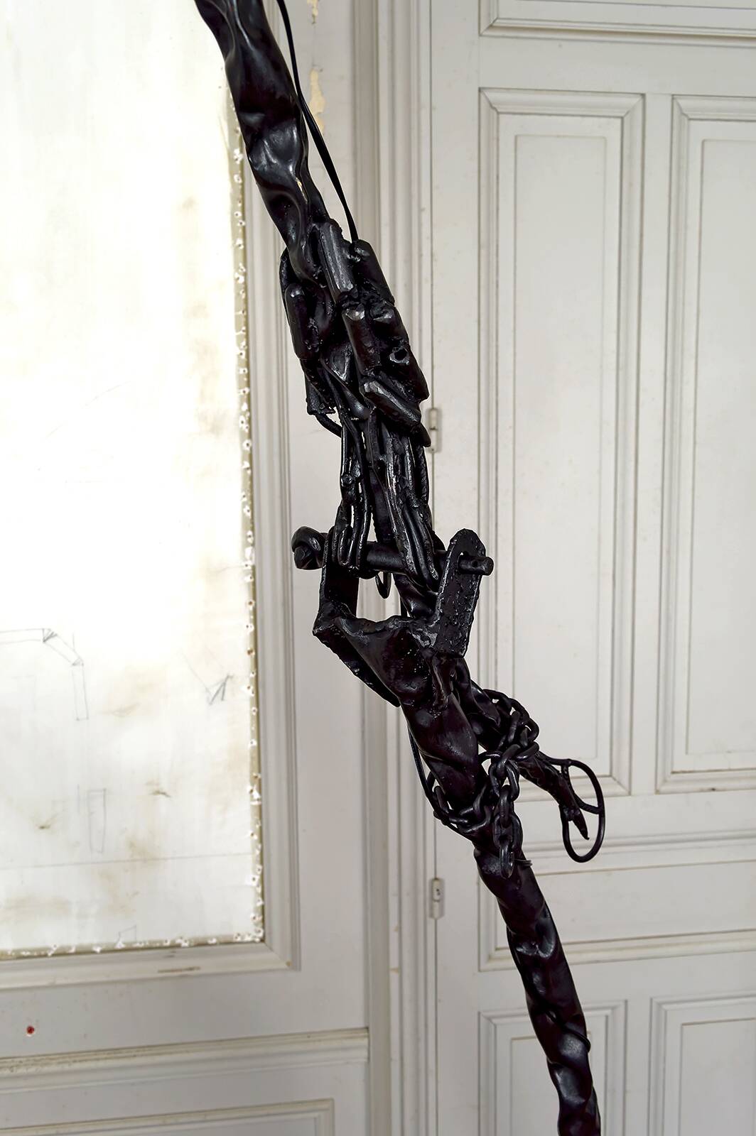 Brutalist sculptural wrought iron Dragon floor lamp, France