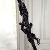 Brutalist sculptural wrought iron Dragon floor lamp, France