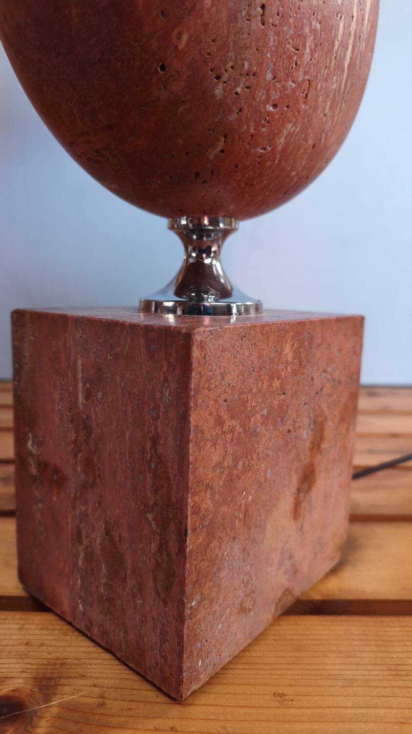 Lampe à poser en marbre rouge - style Barbier 1970