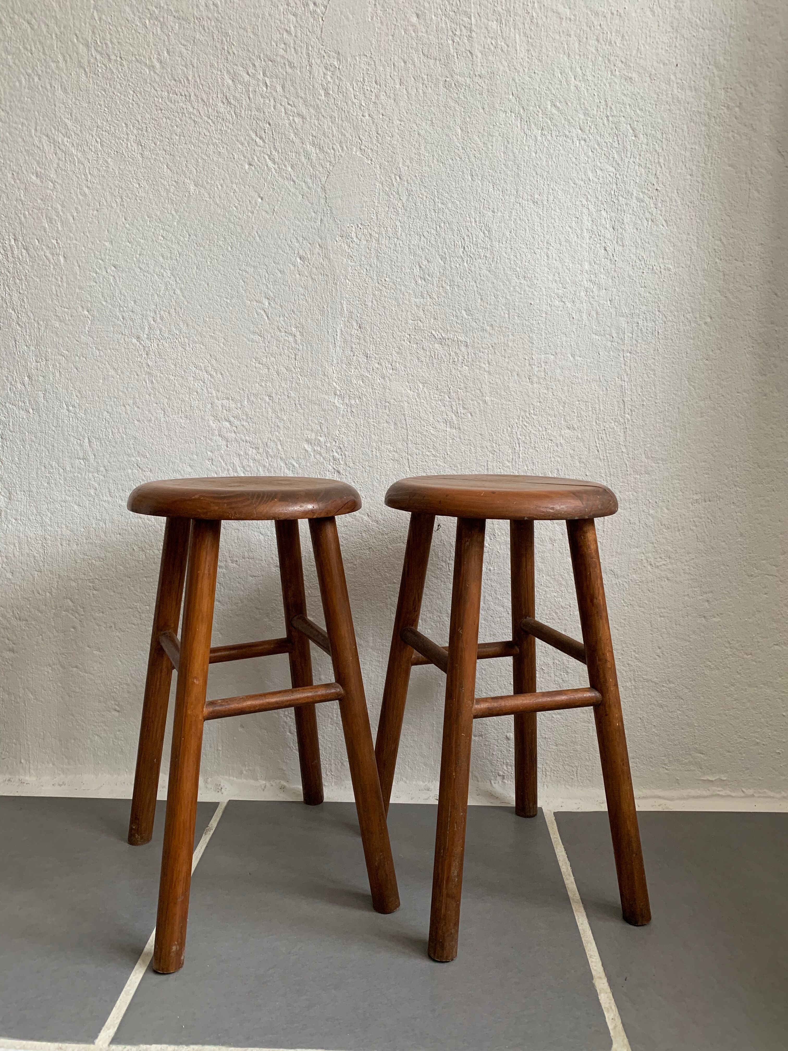 Pair of vintage wooden stools