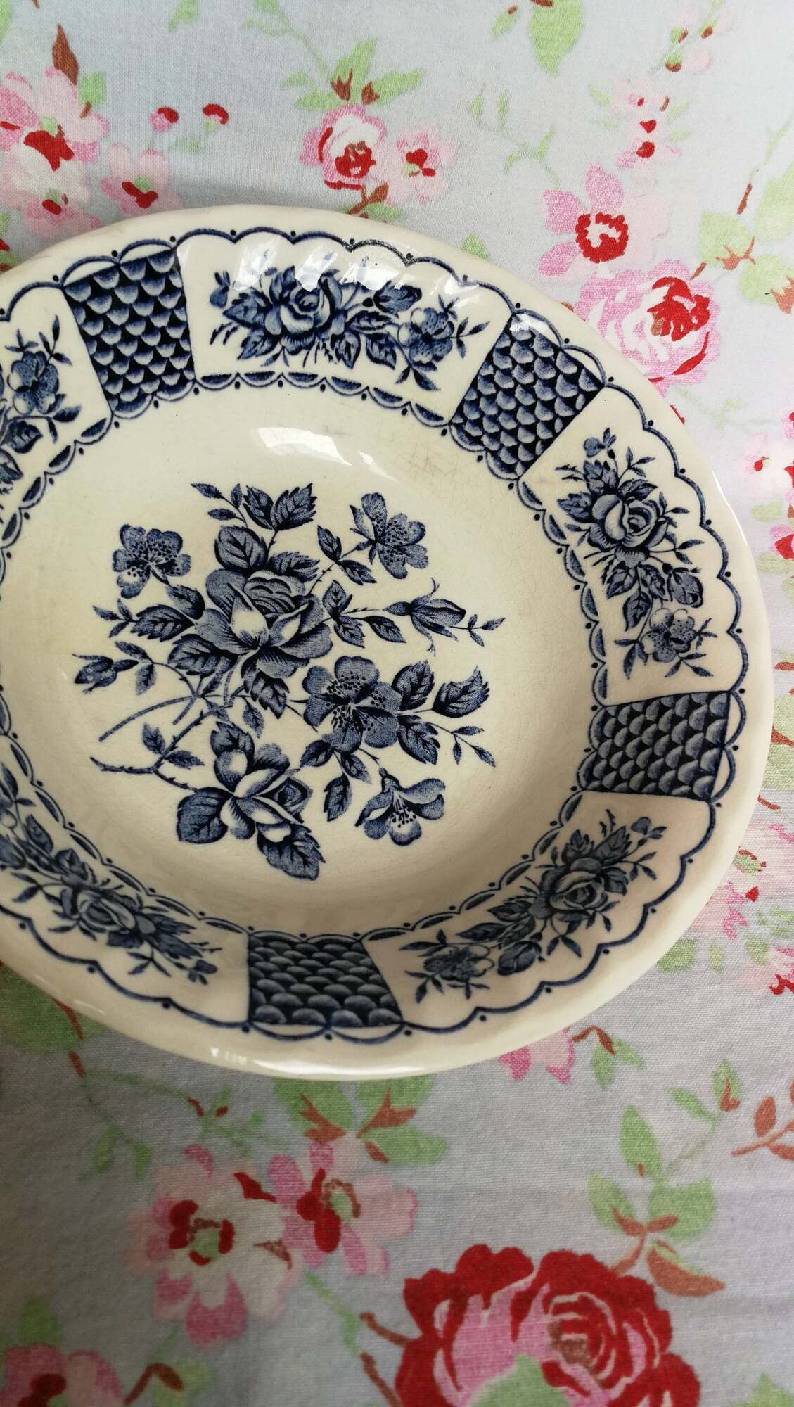 Former Melody Myott Bowl in English Iron Earth Blue Flowers