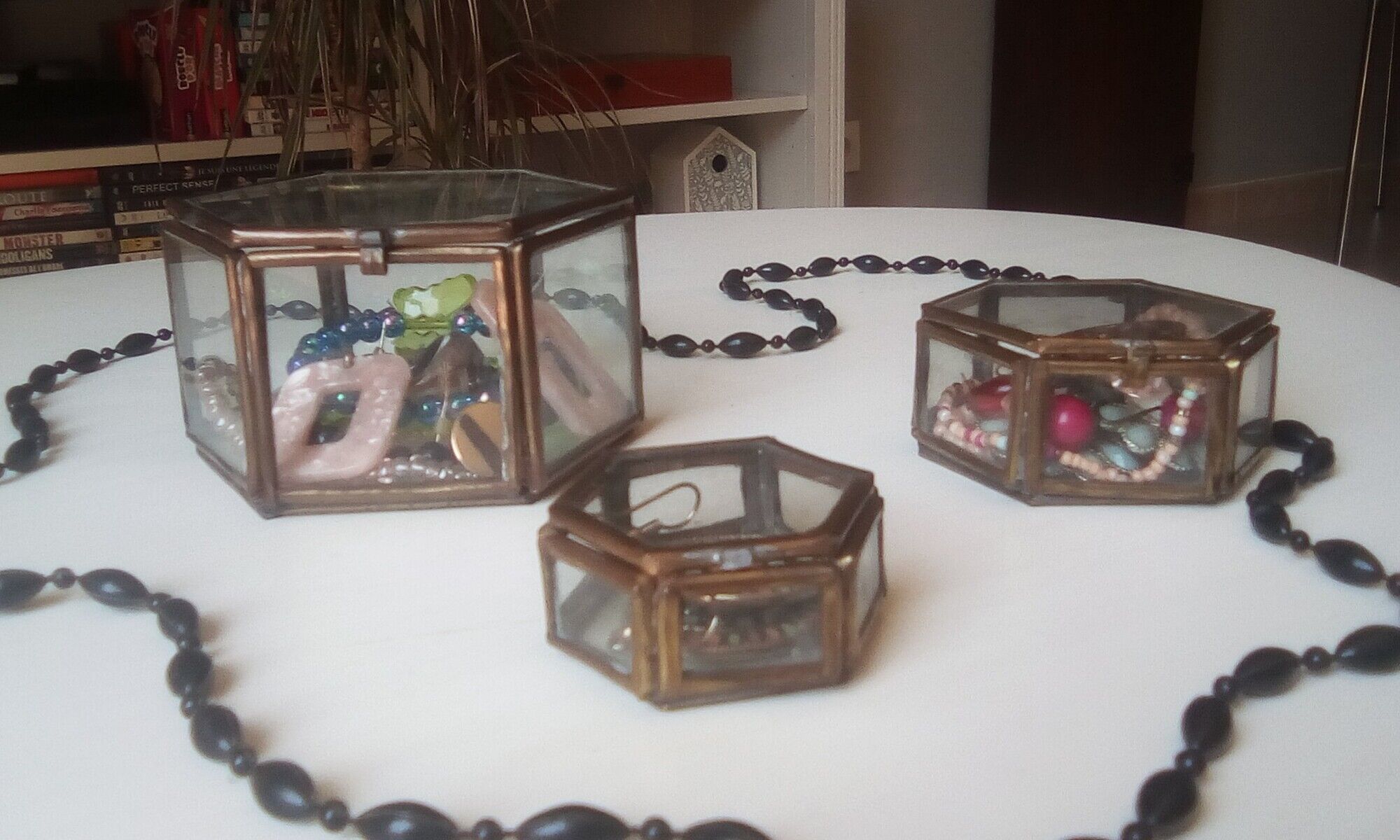 Jewelry box showcase trundle glass and brass 50s/60s