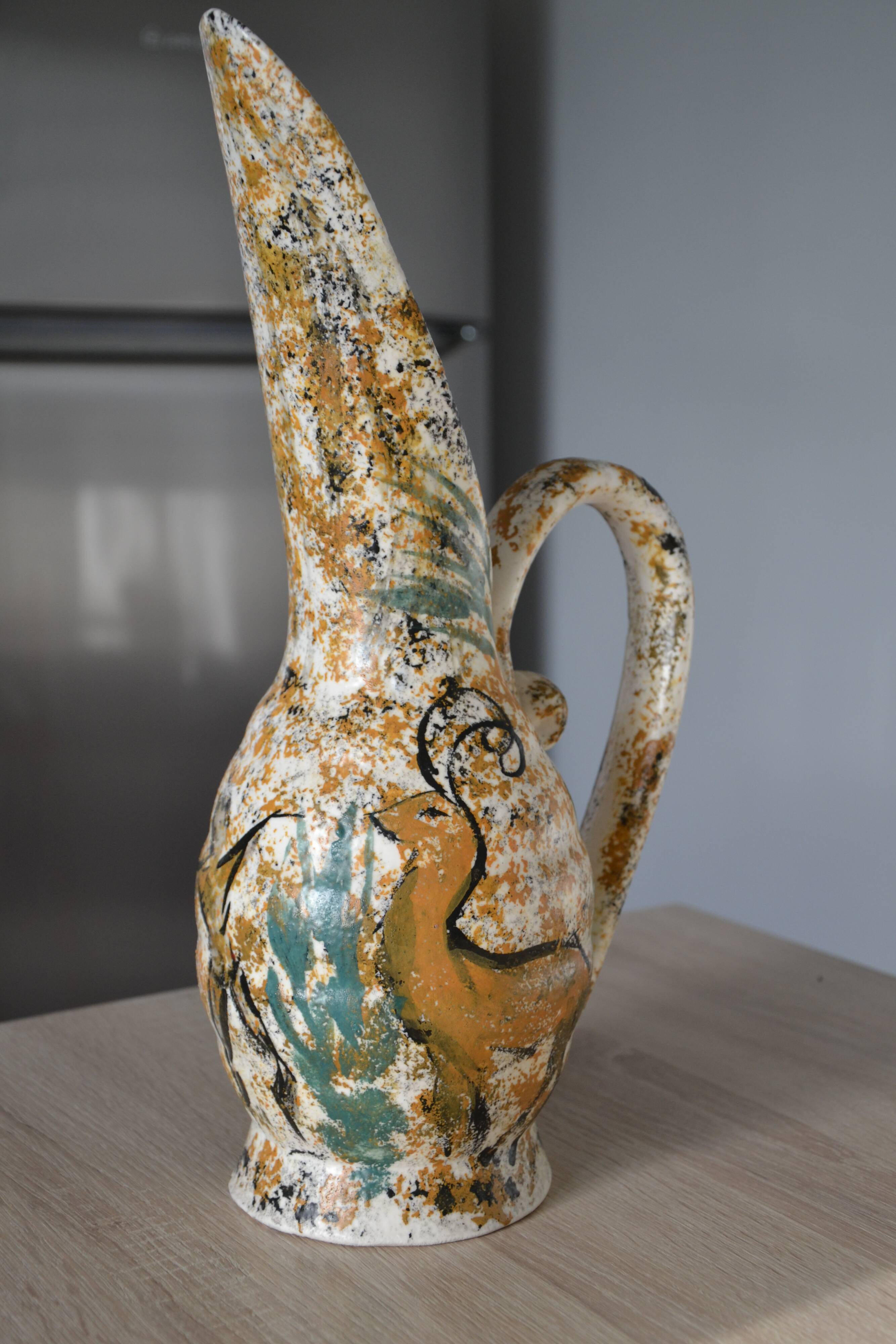 Large antique hand-turned antelope vase