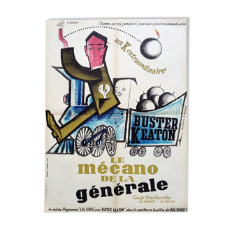 Affiche cinéma originale le mécano de la généra 60x80 cm buster keaton
