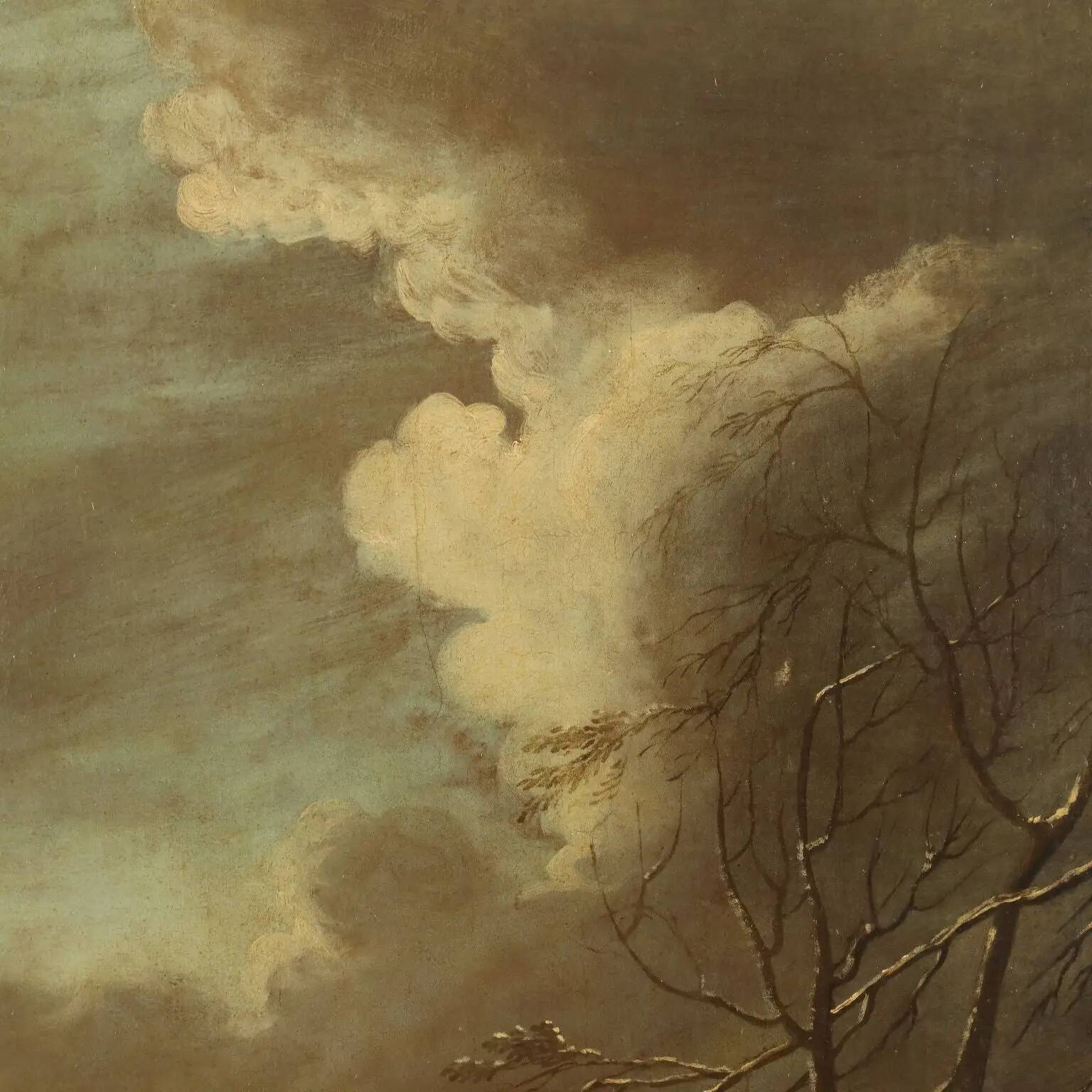 Ancient table, influence of Marco Ricci, winter landscape '700