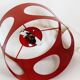 Vintage UFO ceiling light in red metal and white glass