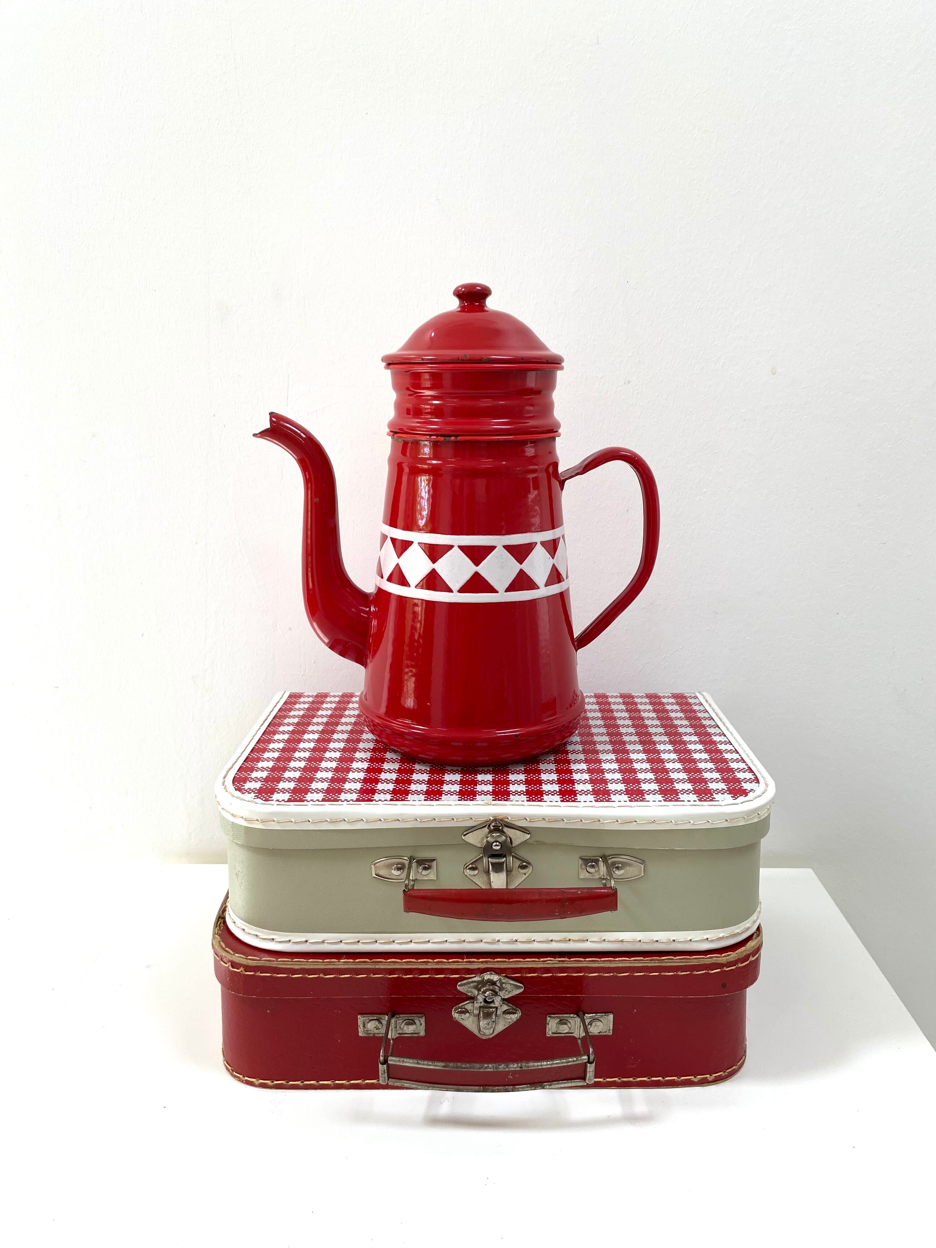 Old enamelled coffee maker from the 60s