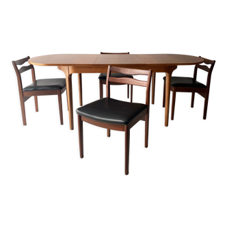 Table à manger du milieu du siècle des années 1960 et 4 chaises de salle à manger par Nathan