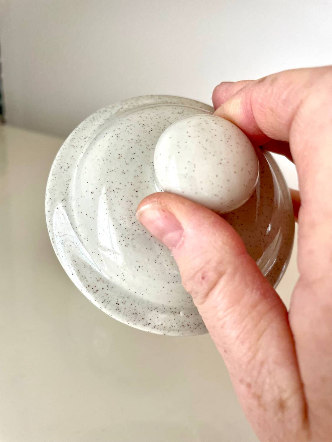 Vintage sandstone sugar bowl Sarreguemines France