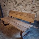 Vintage garden bench – oak and cast iron – from the 1960s
