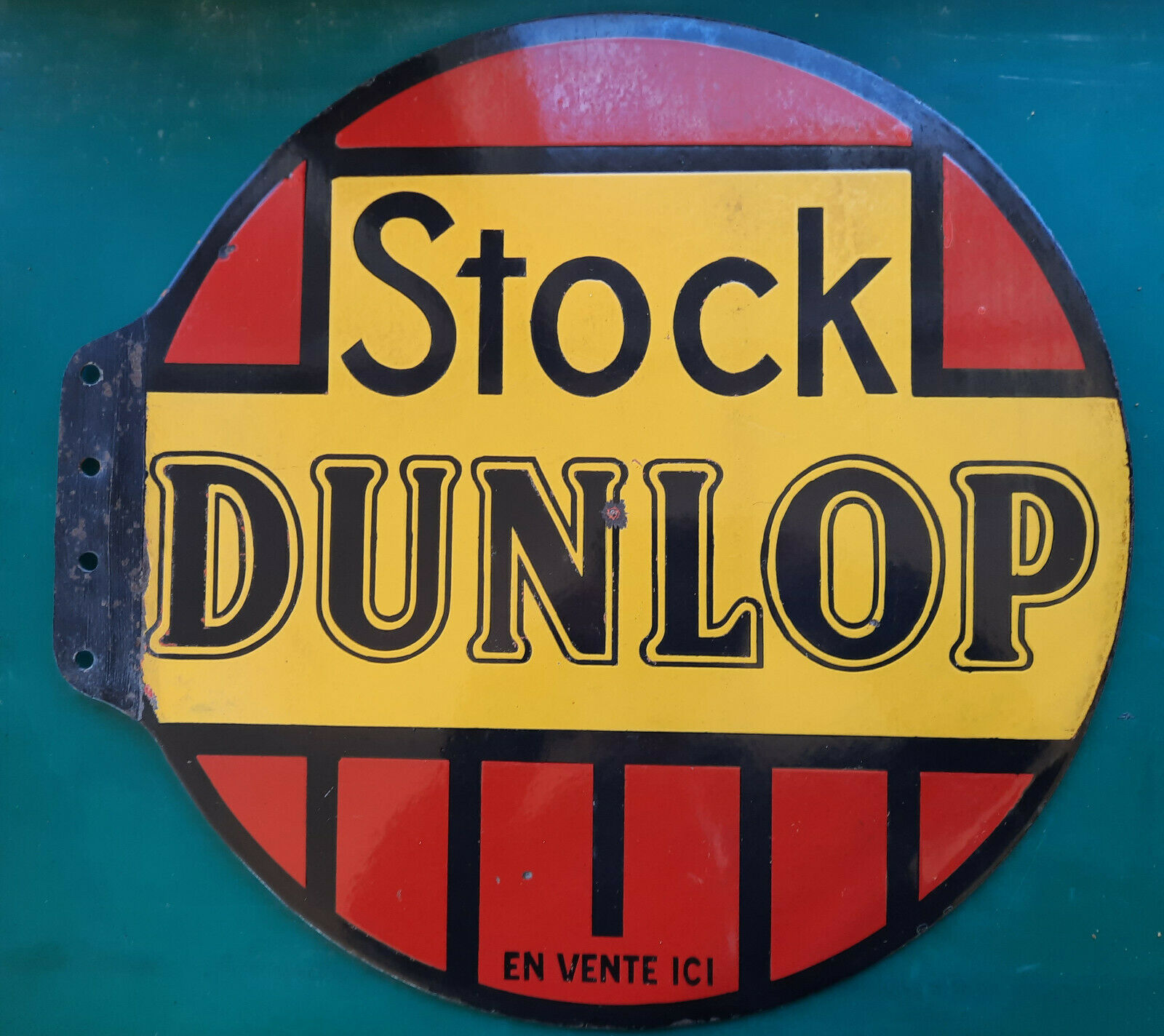 Old enamelled plate "Stock Dunlop" 50cm 1950
