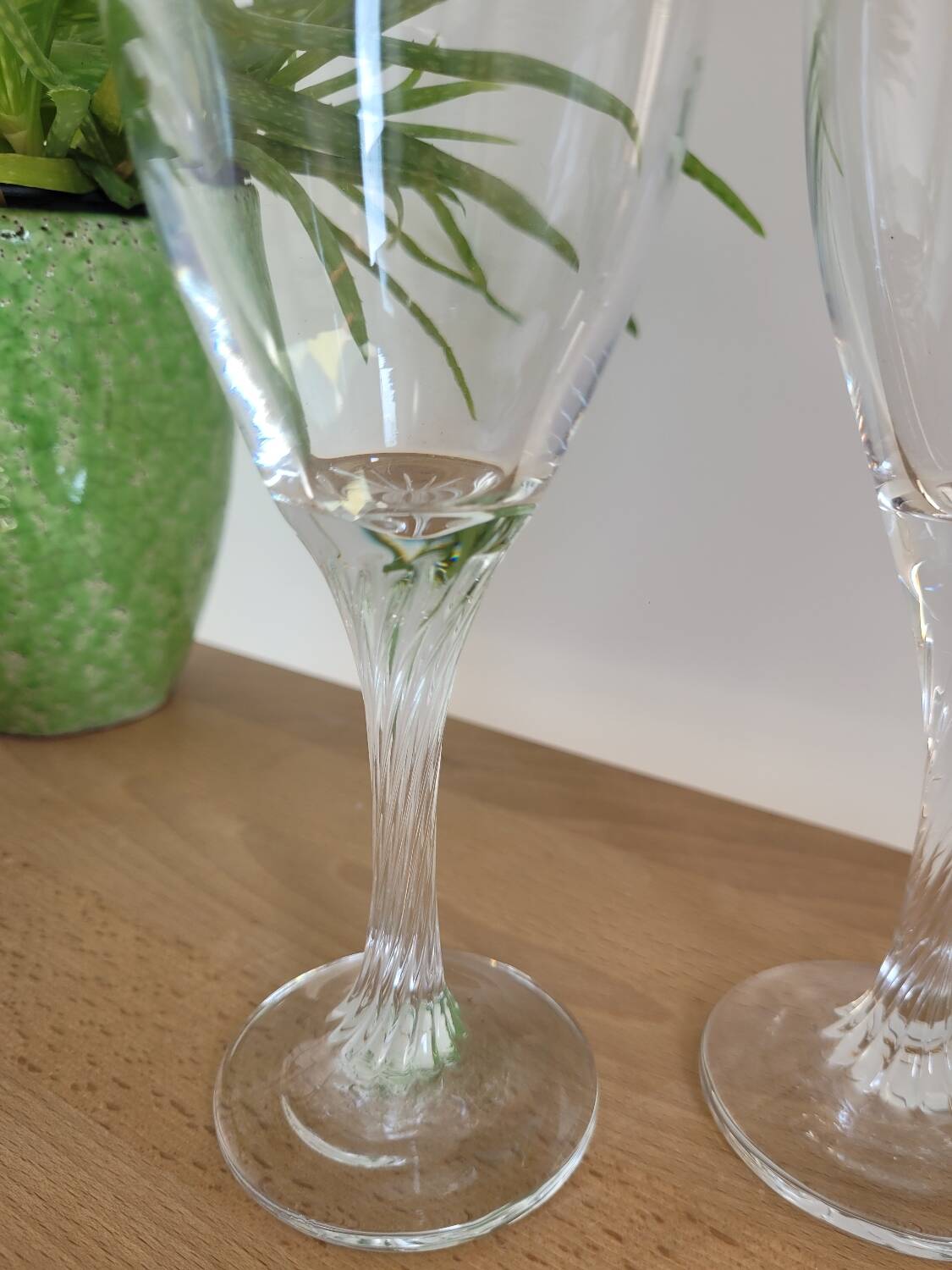 Two crystal wine glasses