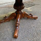 Victorian burl walnut wood coffee table with central leg inlay
