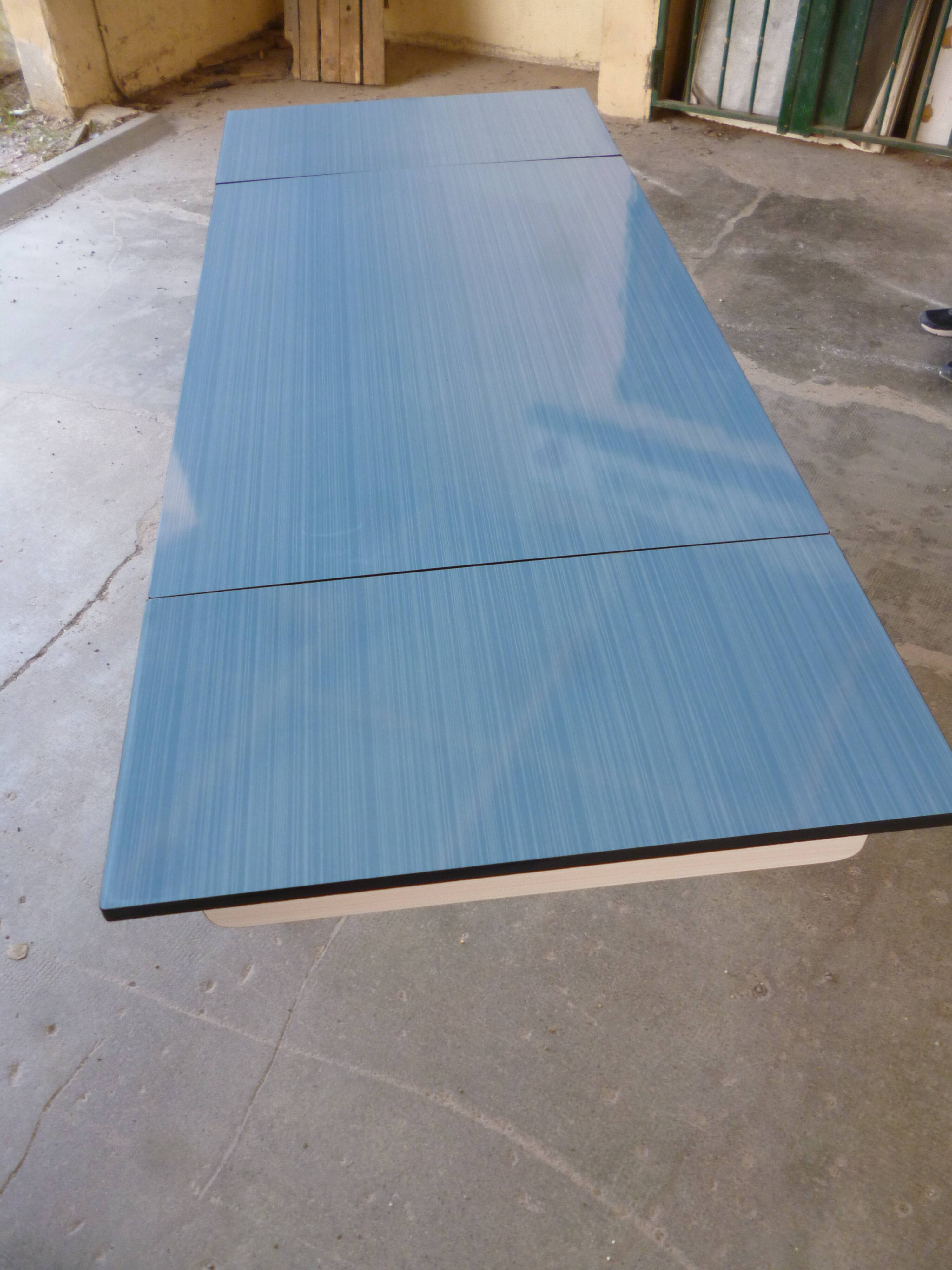 Blue formica table