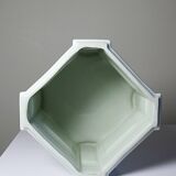 Square cache-pot with feet in celadon Limoges porcelain, Rococo style.