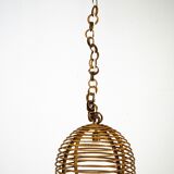 Chandelier en bambou sphérique vintage des années 1950