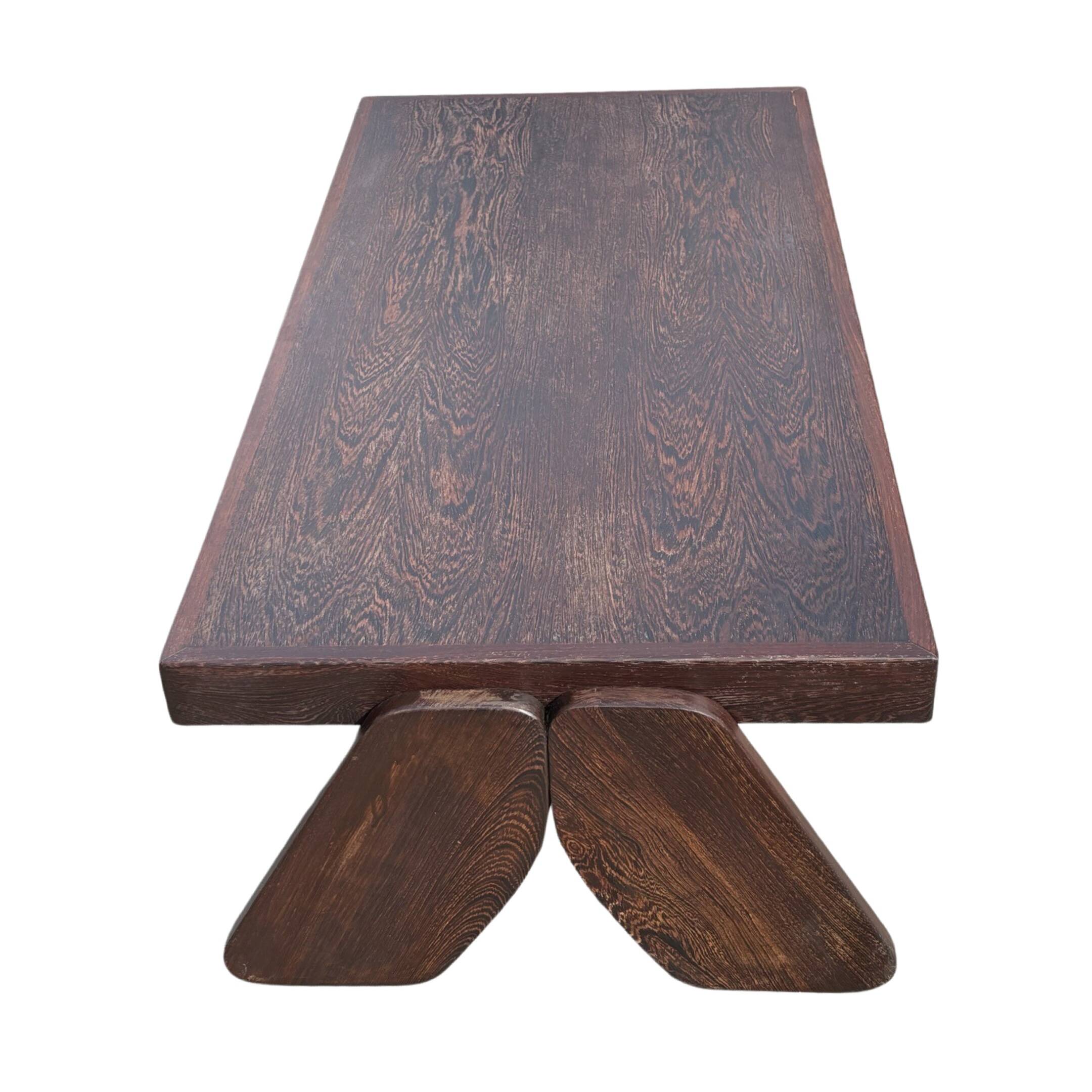 Vintage Coffee Table Wengé Brutalist Postmodern 70's Design