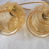 Duo of amber molded glass pendant lights