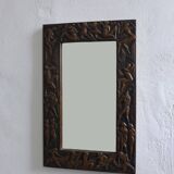 Copper relief wall mirror | Bragalini Angelo style | Italy | 1970s