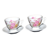 Set of 2 peony floral mugs in German porcelain AK Kaiser Germany.