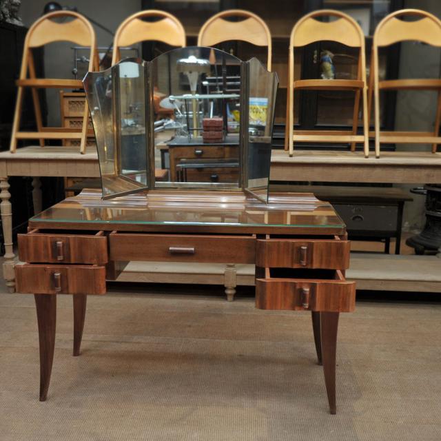 Coiffeuse en acajou massif par Gaston Poisson vers 1940
