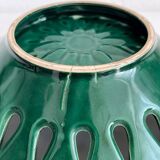 Vintage openwork green ceramic fruit bowl