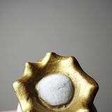 Statuette stuc ND du Mont Carmel, ateliers Olot, yeux en verre, 1920-1930