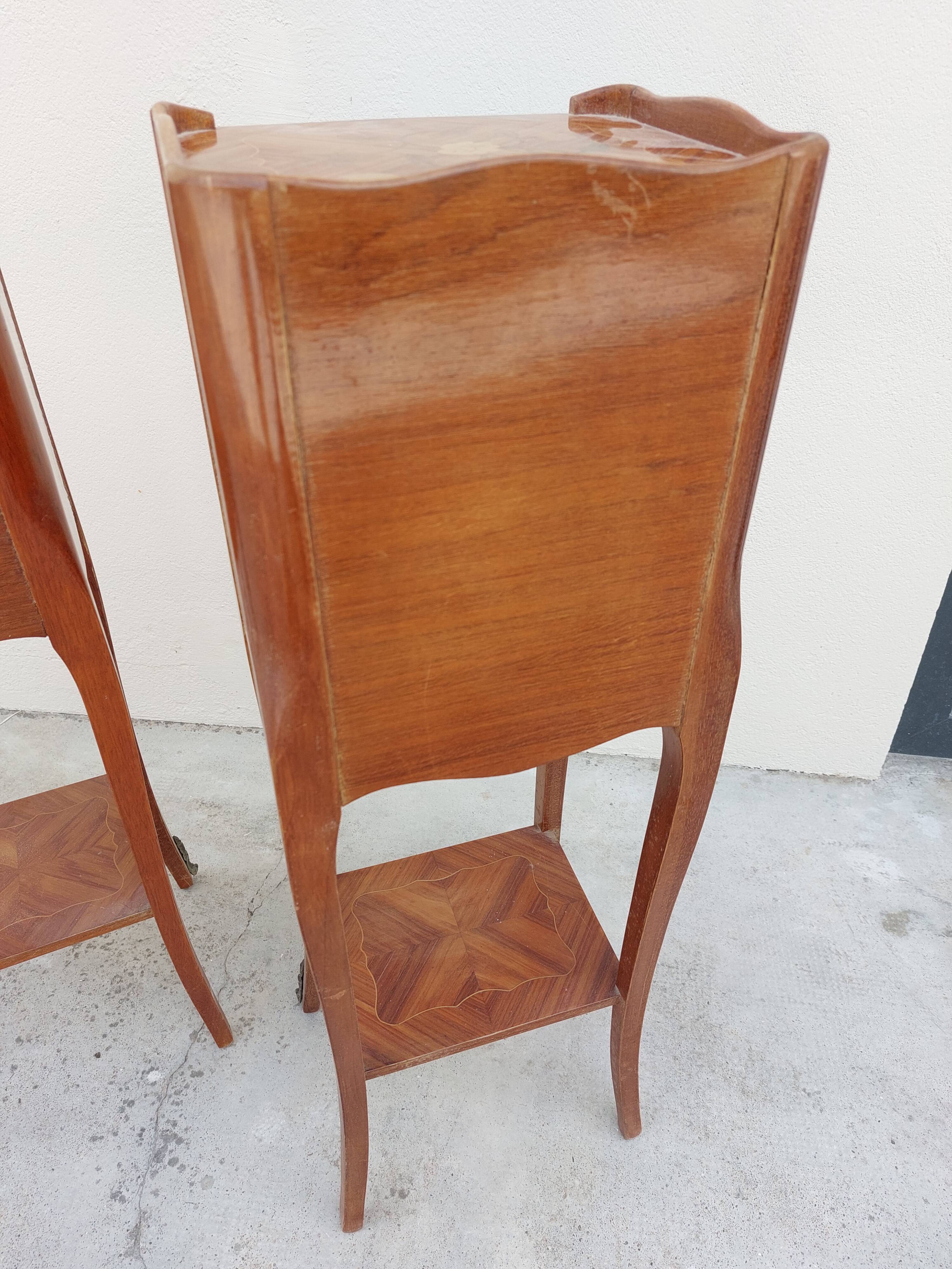 Pair of louis XV bedside tables in rosewood marquetry