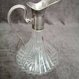 Glass and silver metal wine carafe