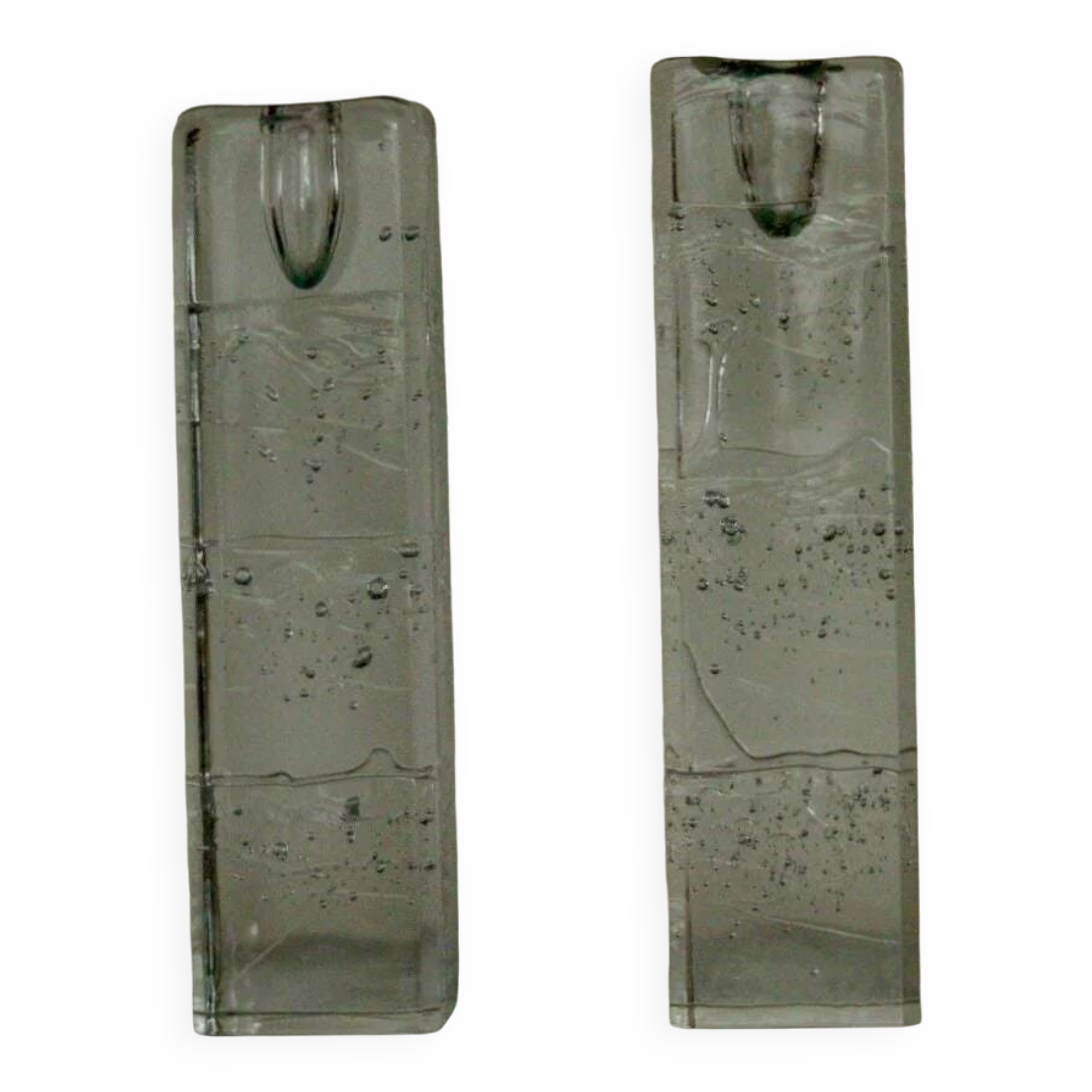 Pair Of Solid Glass Candlesticks "Arkipelago" From ittala Finland