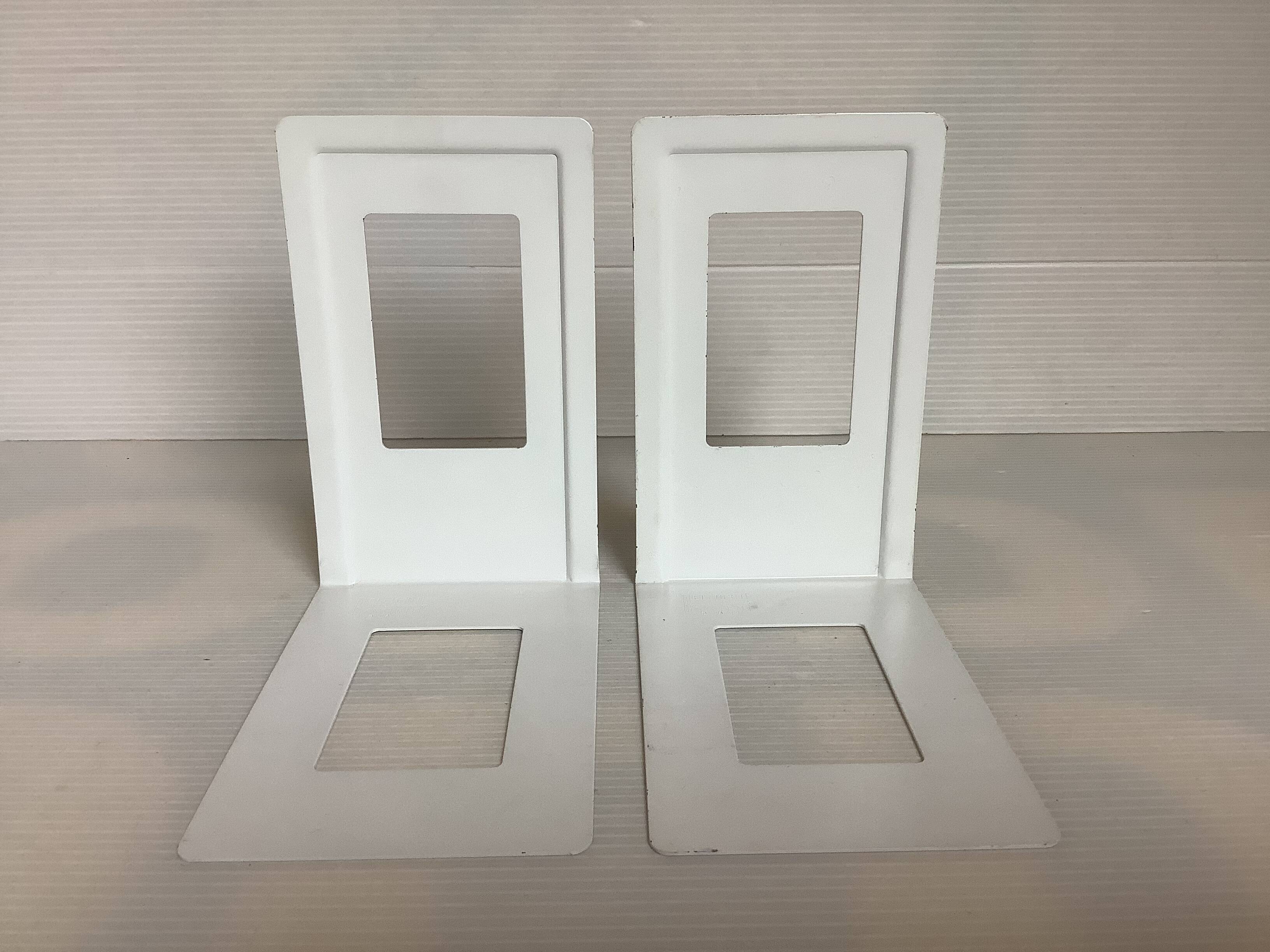 Pair of white metal bookends