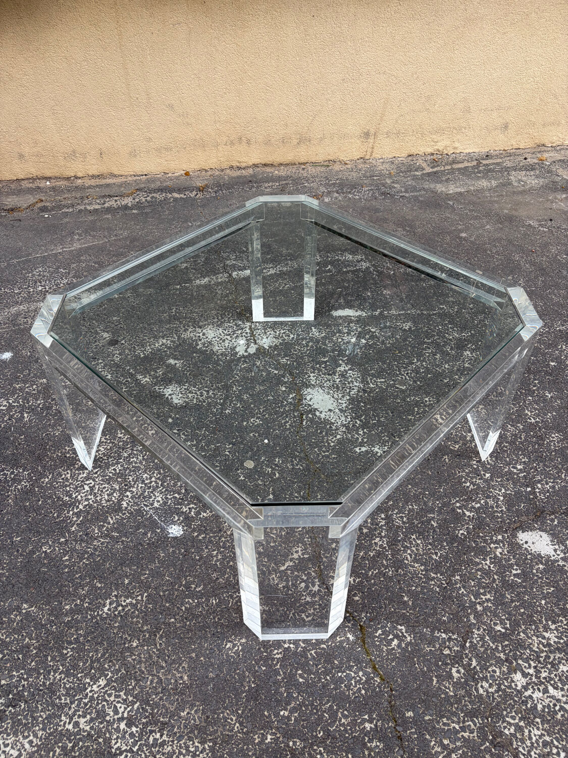 Table basse octogonale Lucite David Lange années 1970