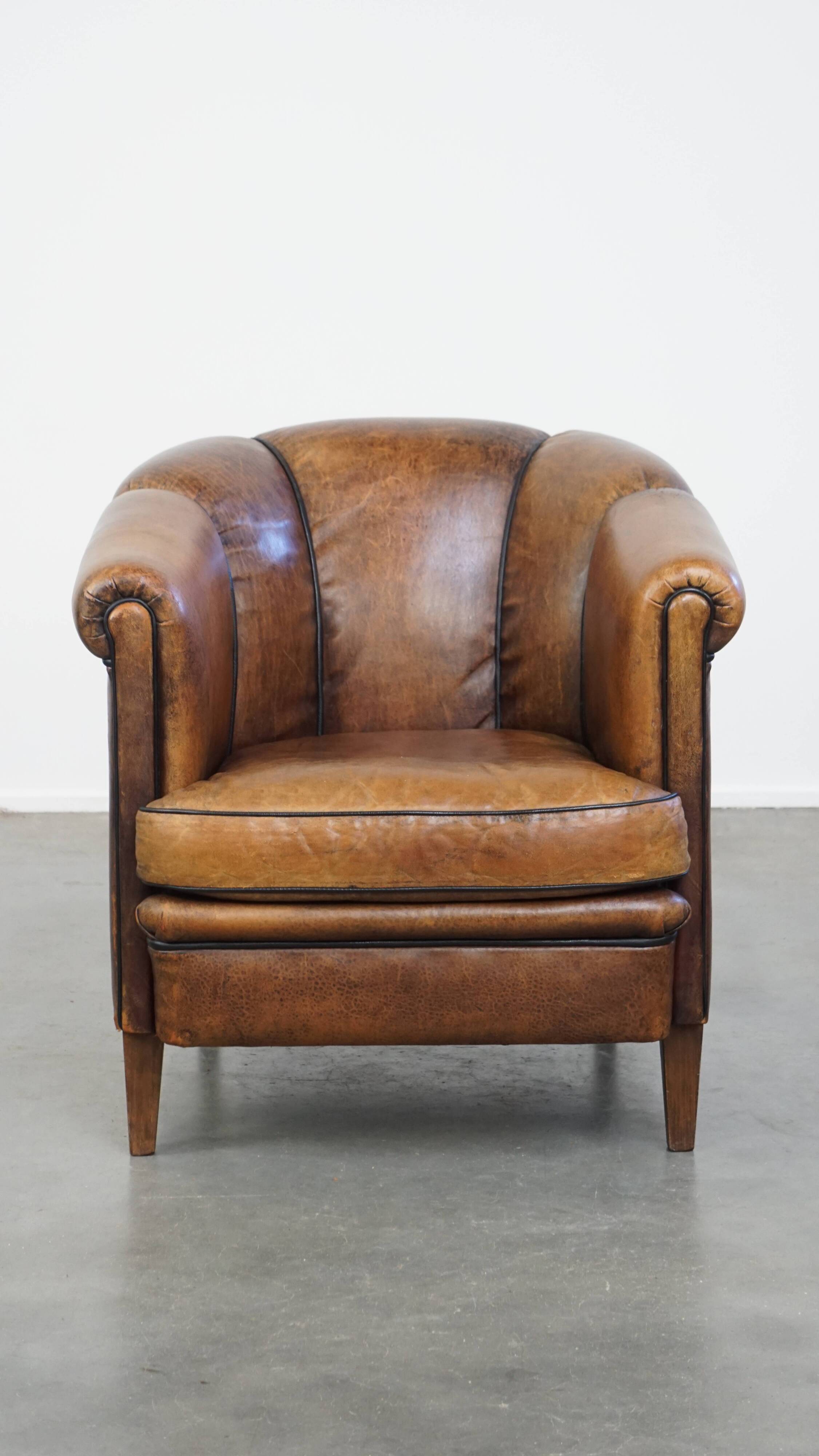 Vintage Sheepskin Leather Club Chair