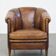 Fauteuil club vintage en cuir de mouton