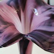 Elegant Large vase, Murano/Italy. Floral/Calla shape collar. Decorated with scrolls/lilac/plum waves. High 43 cm