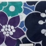 Nappe et serviettes  à fleurs bleues et vertes années 70 vintage marque descamps