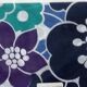 Tablecloth and napkins with blue and green flowers from the 70s Vintage brand DESCAMPS