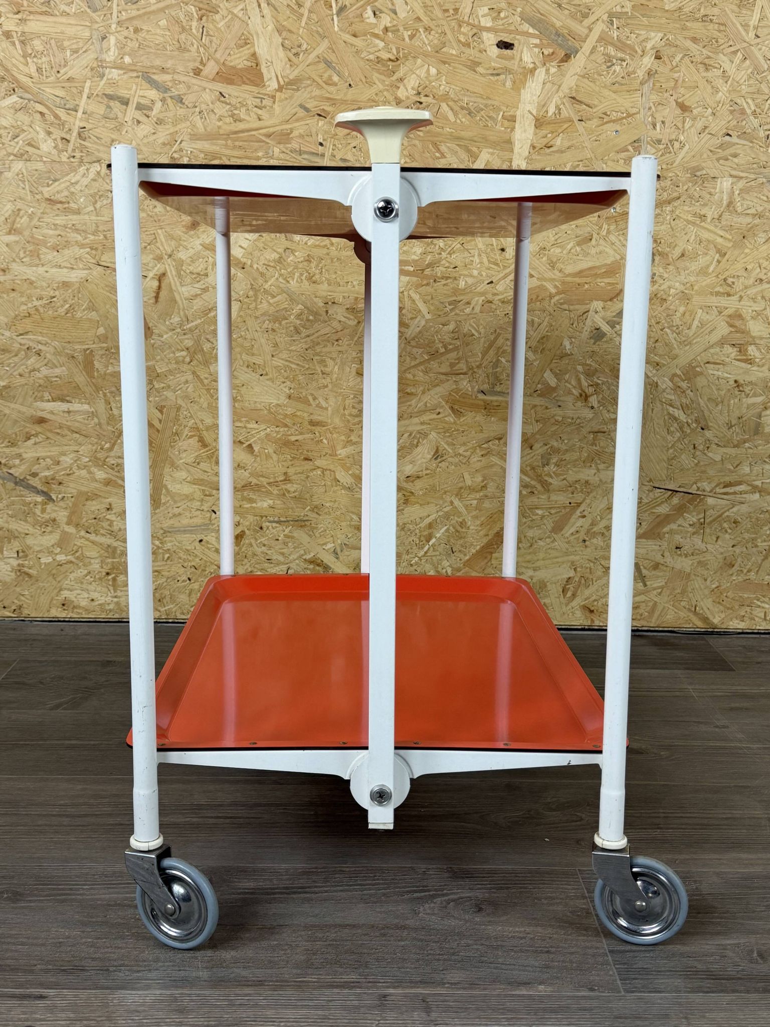 1960s 1970s Serving Cart Dinette Side Table Orange Space Age Design