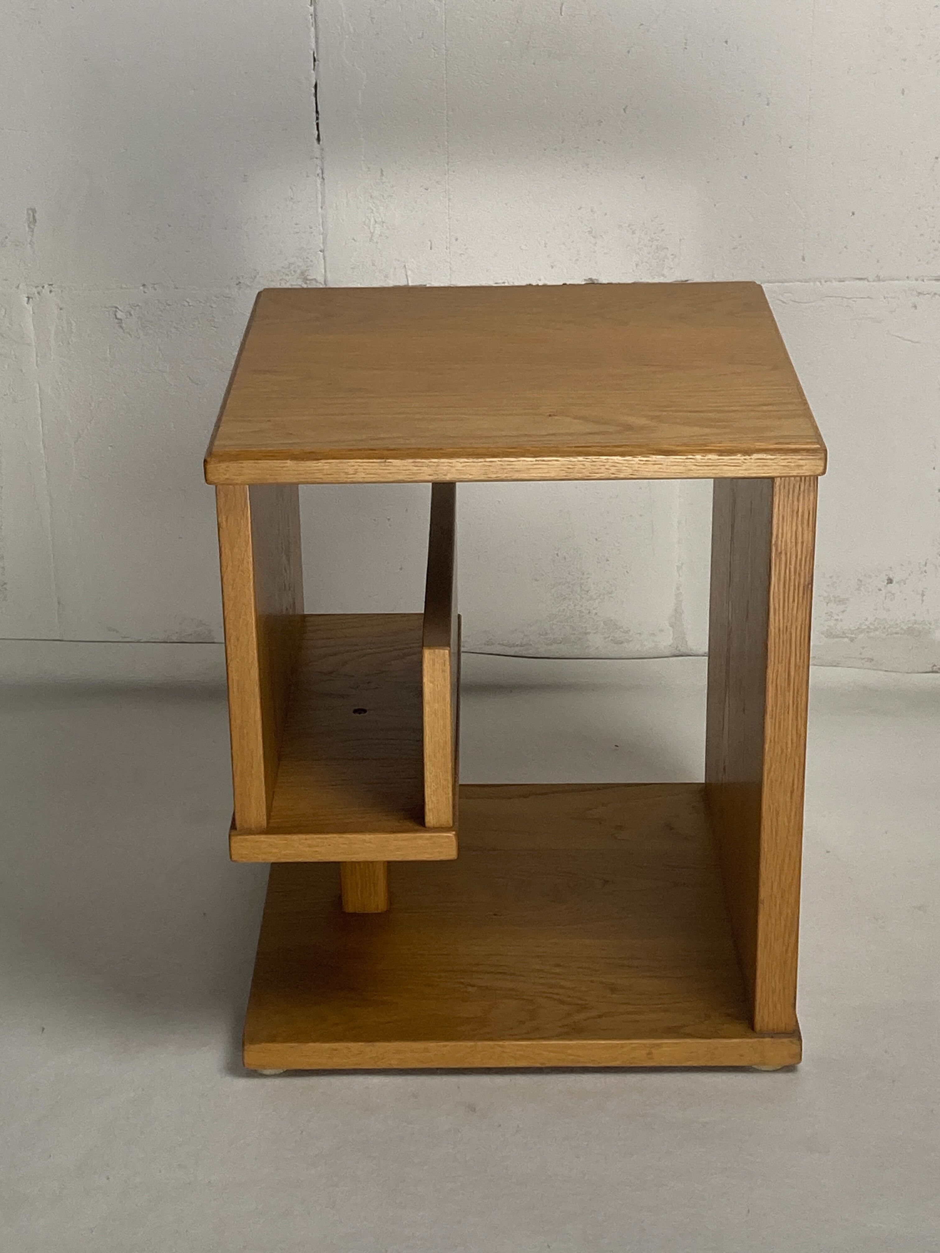 Dutch architectural blonde oak side table, 1980s