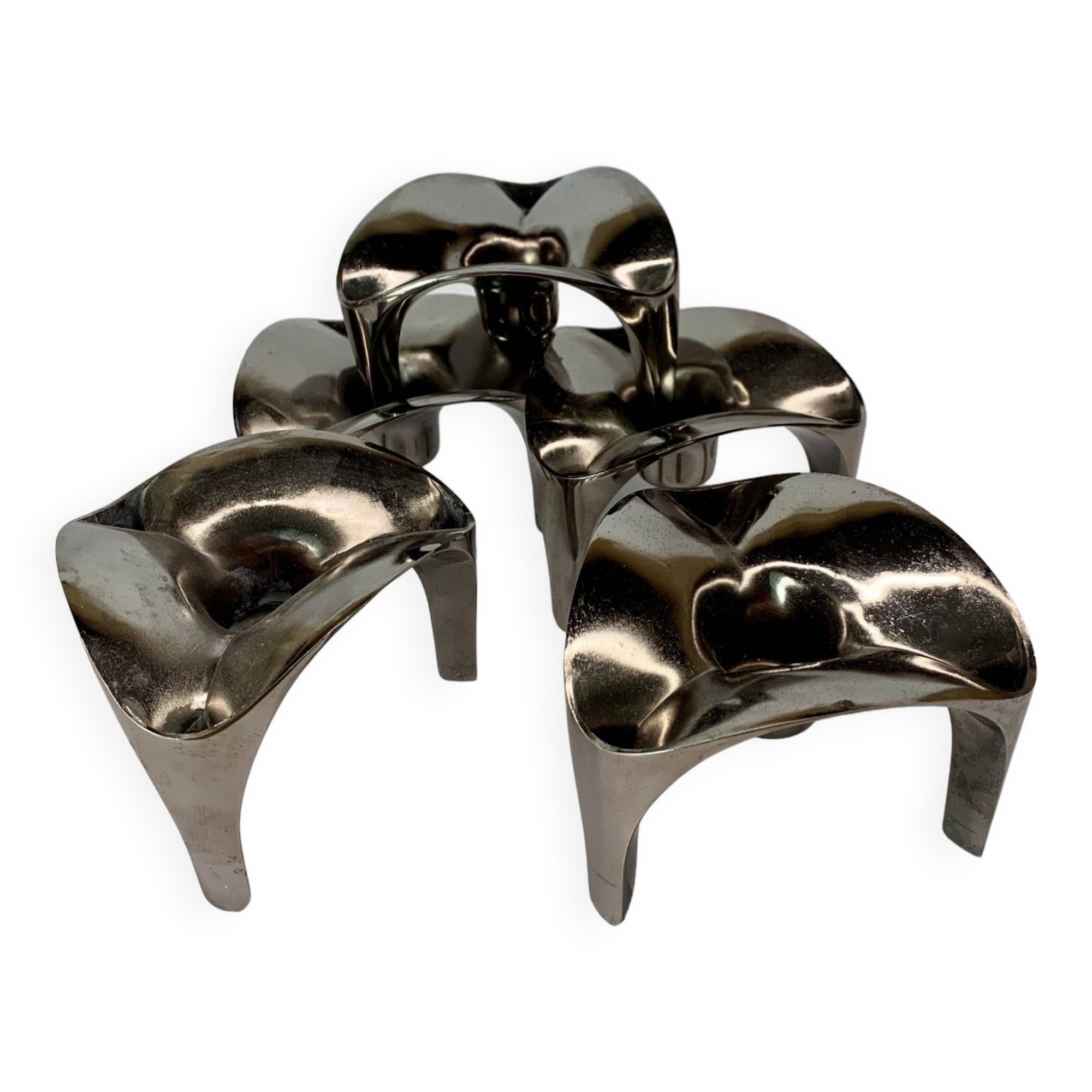 Stackable Candleholder set of 5, Germany 1970s