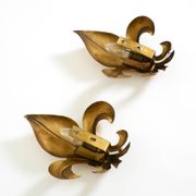 A pair of large 1970s gilt metal Fleur-de-Lis wall lamps by Hans Kögl