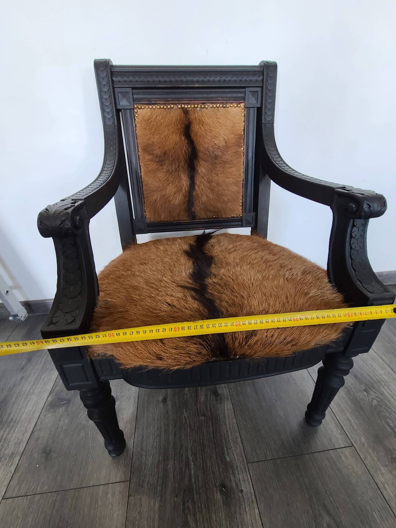 Louis XVI style Jacob armchair in genuine goatskin