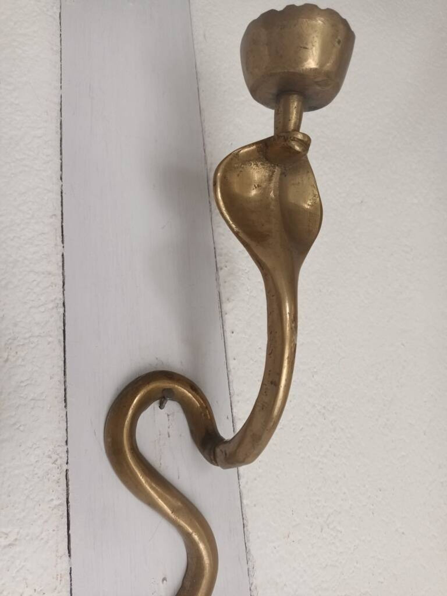 Bronze cobra candle holder wall sconce