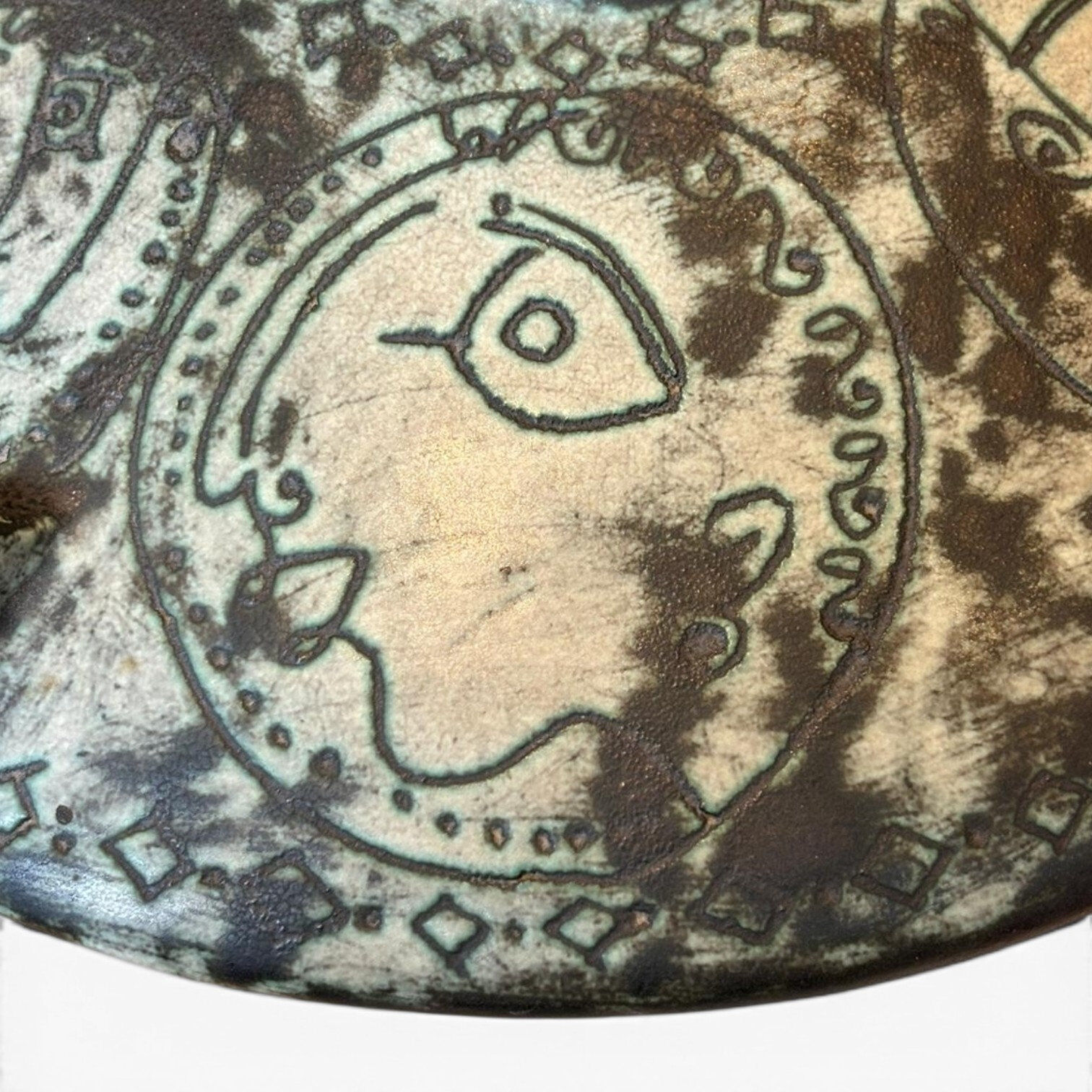 Jacques BLIN, pied de lampe à décor de visages stylisés