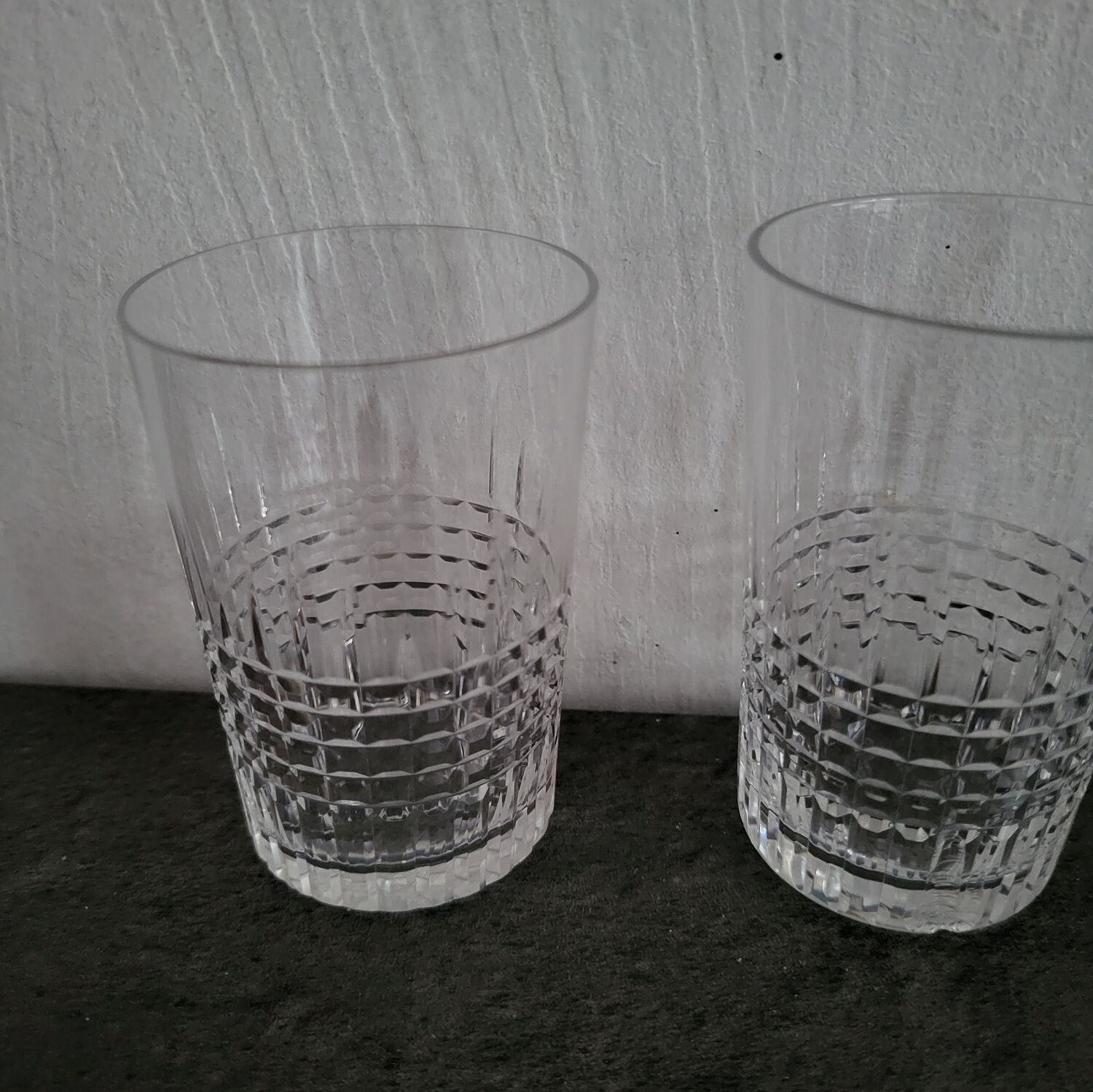 4 vintage crystal tumblers from Baccarat, model Nancy.