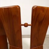 70's brutalist dining chairs in oak with bouclé fabric