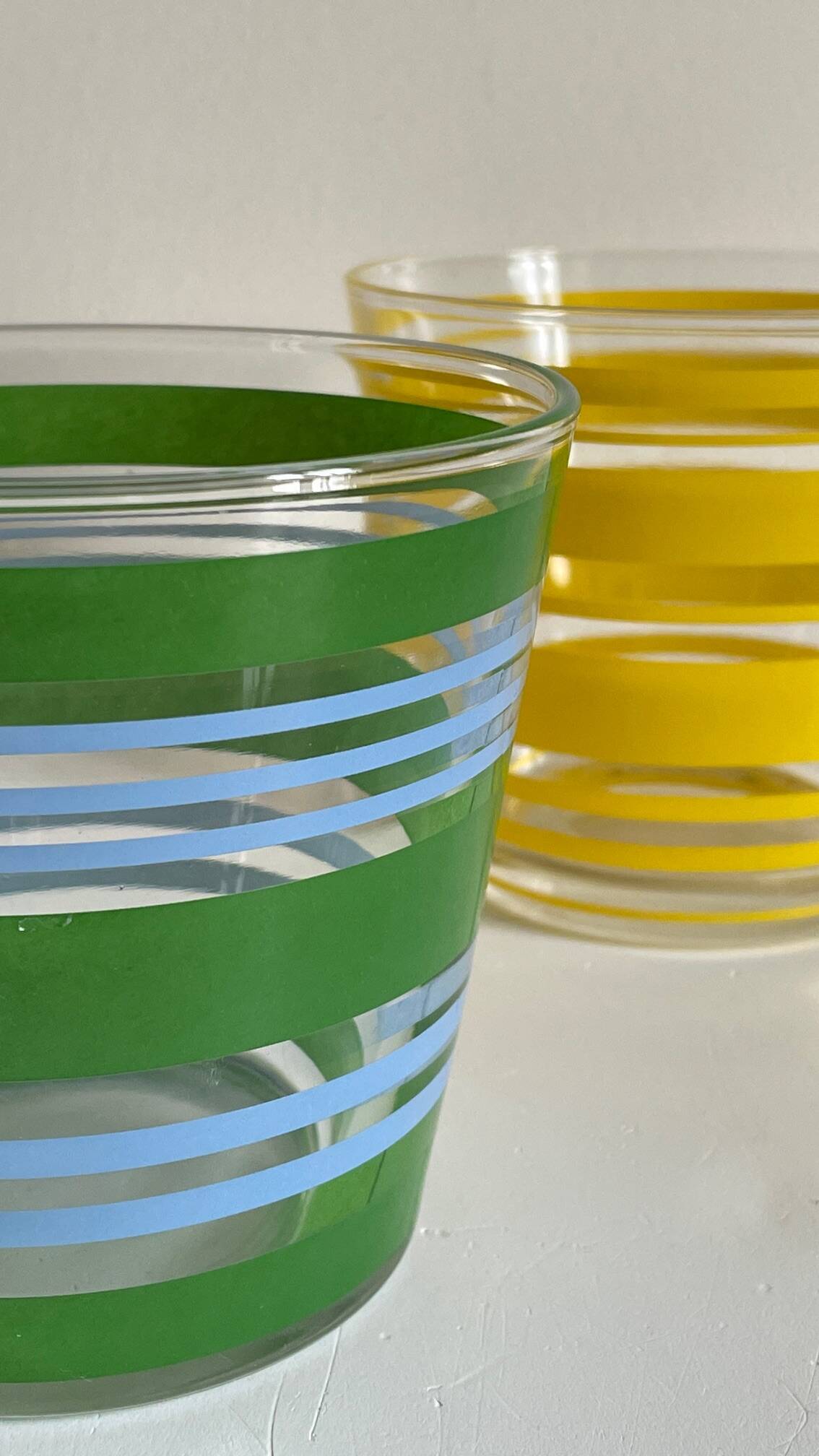 Pair of VINTAGE Silkscreened Glass Plant Pots