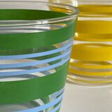 Pair of VINTAGE Silkscreened Glass Plant Pots
