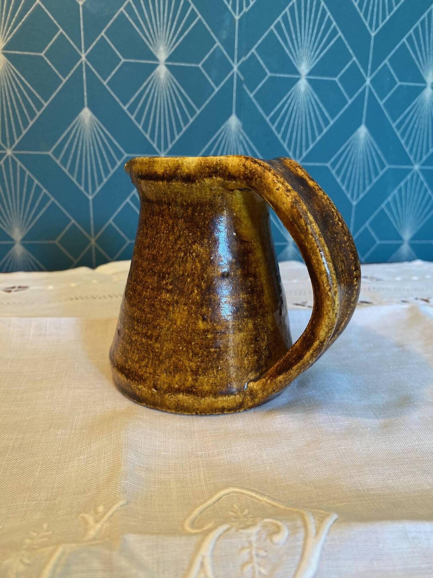 Accolay vintage 1950 ceramic jug & mustard pot signed double a
