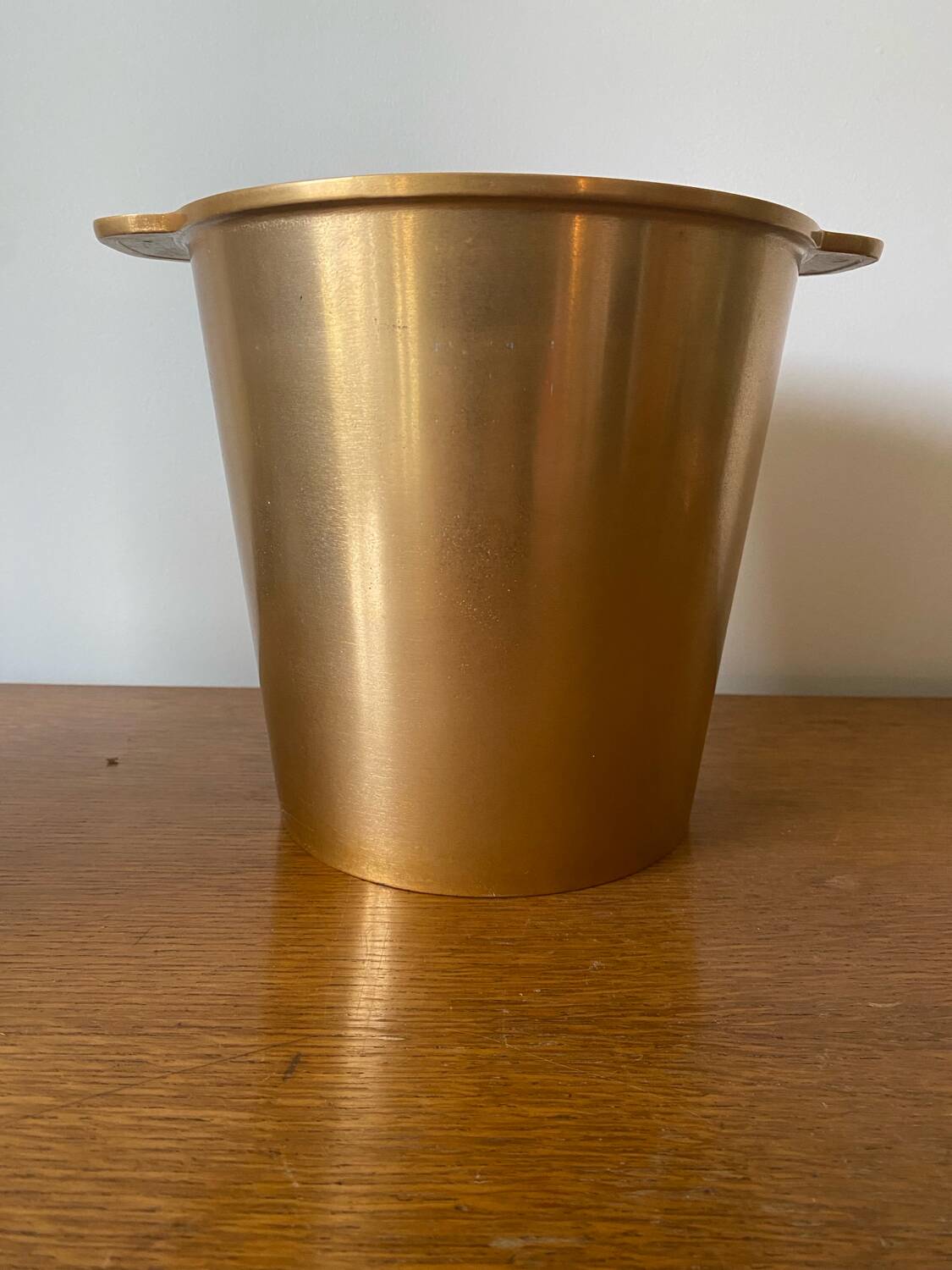 Vintage Champagne Ice Bucket Old Golden Aluminium Cast France #D43